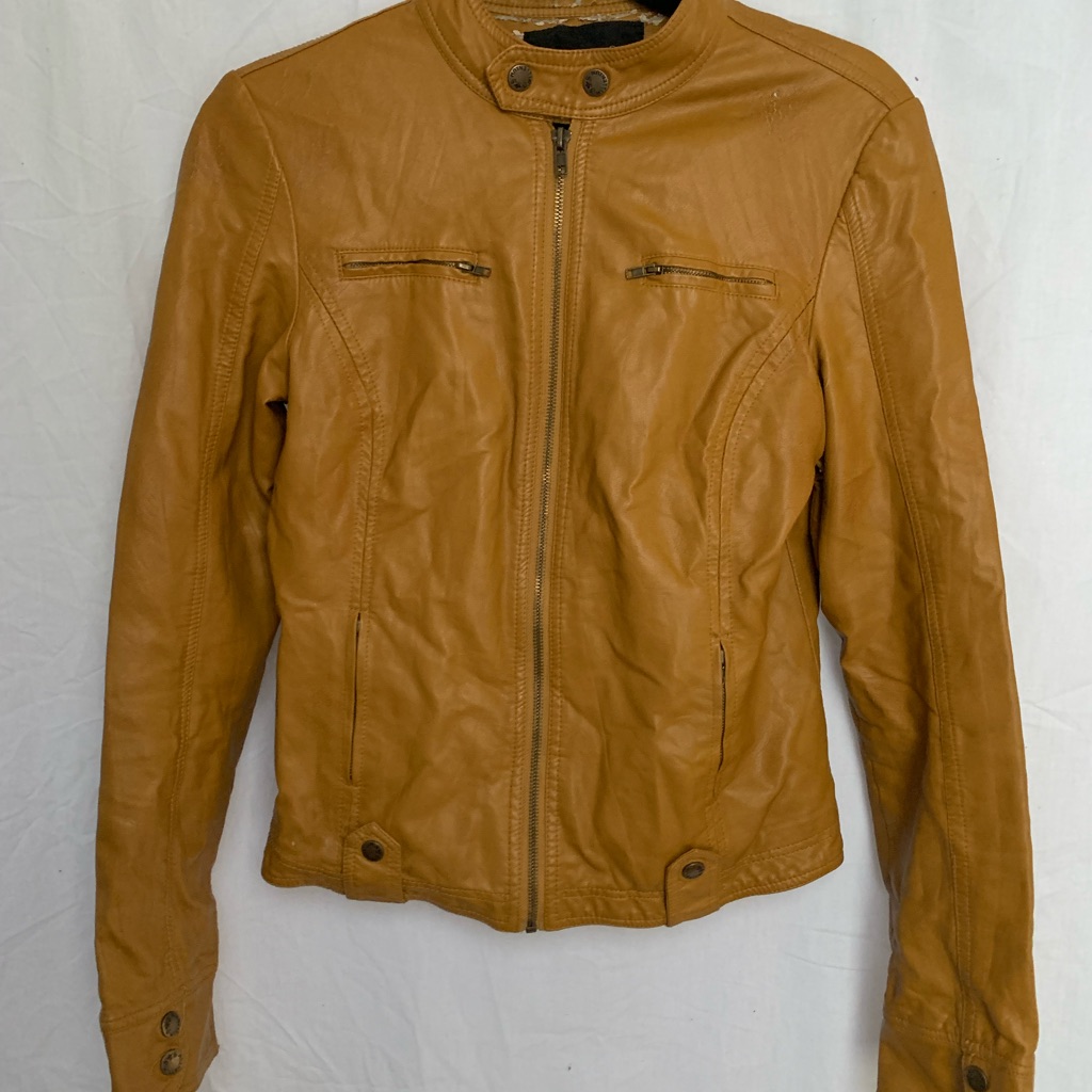 Js Millenium Basic Gold Leather Jacket